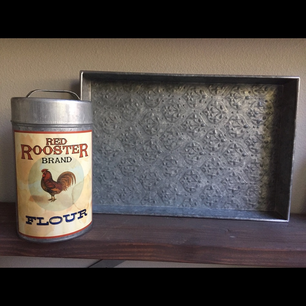 Galvanized Tray and Storage Canister